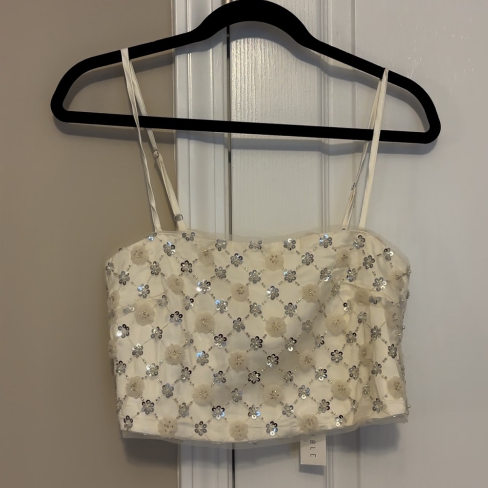 MARBLE Ayla White Sequin Skirt Set